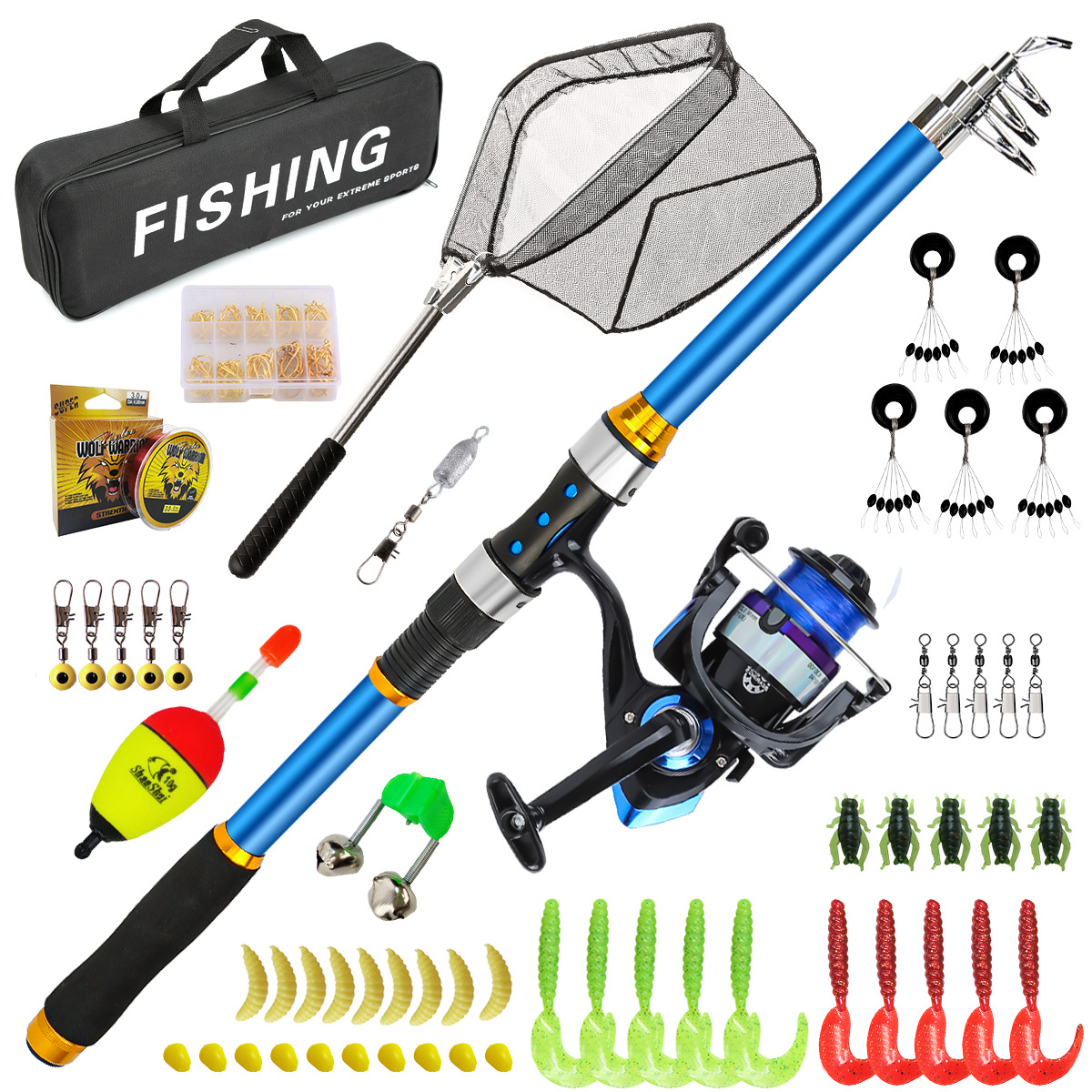 Freshwater Line - Conjunto de vara de pesca telescópica